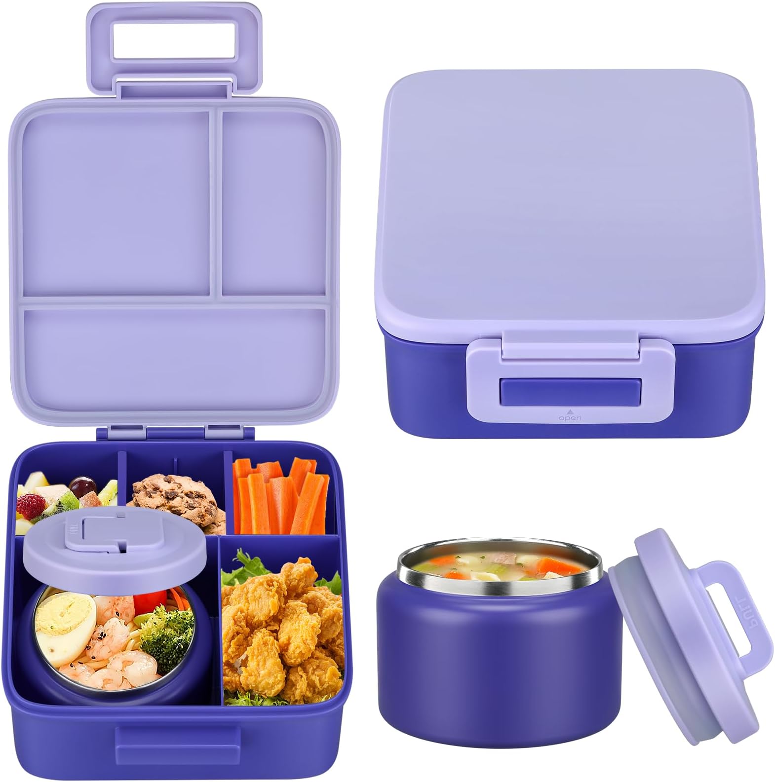 Meal Prep Bowl - กล่องอาหารกลางวันเบนโตะสำหรับเด็ก 1 ชุด พร้อมกระติกน้ำสุญญากาศเก็บความร้อนขนาด 8 ออนซ์