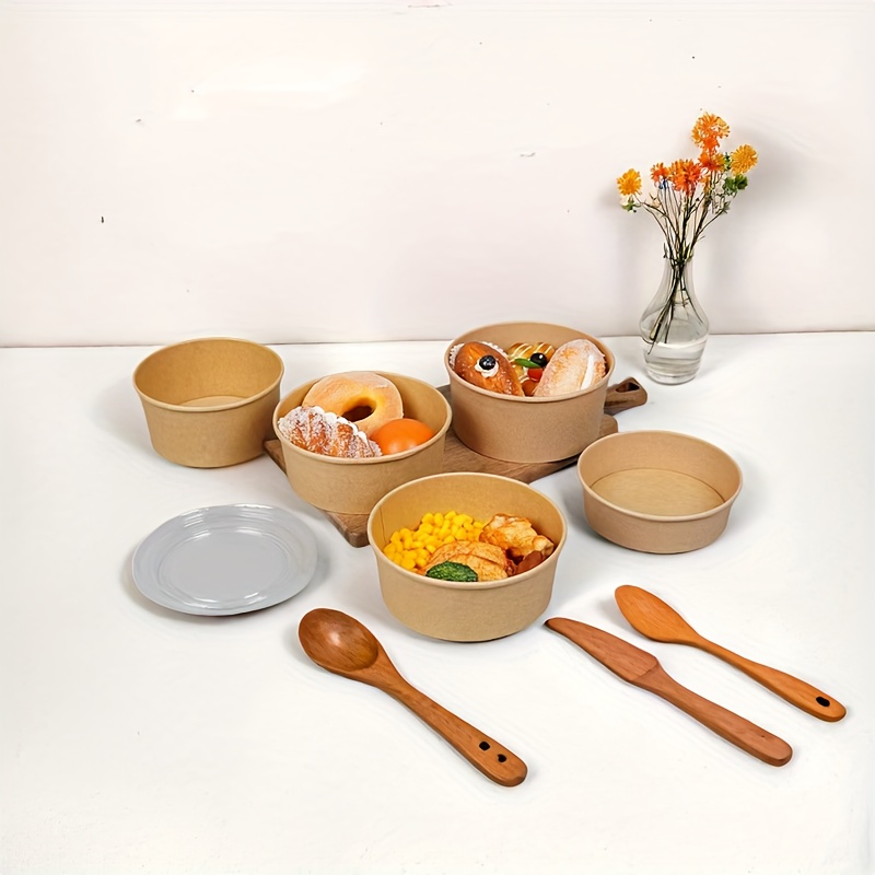 15/30 ชิ้น ชามกระดาษคราฟท์แบบใ - Meal Prep Bowl บทวิจารณ์และราคา